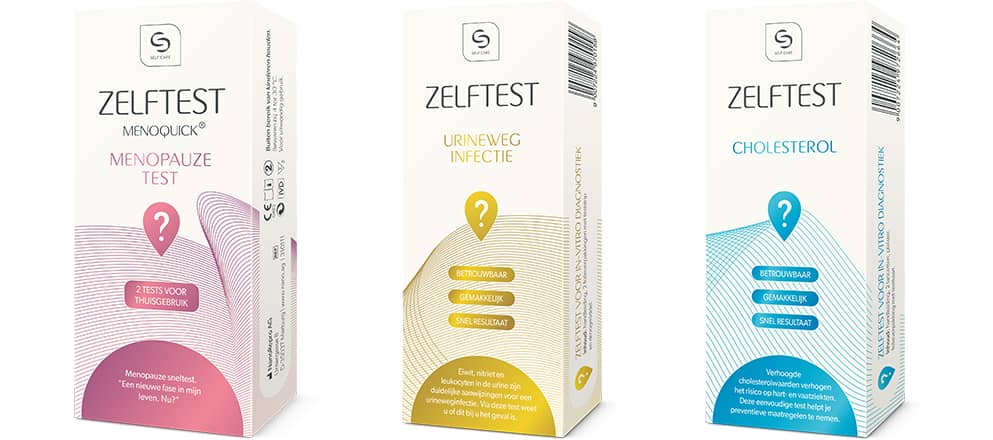 Doosjes van de zelftesten, menopauze, blaasontsteking, cholesterol