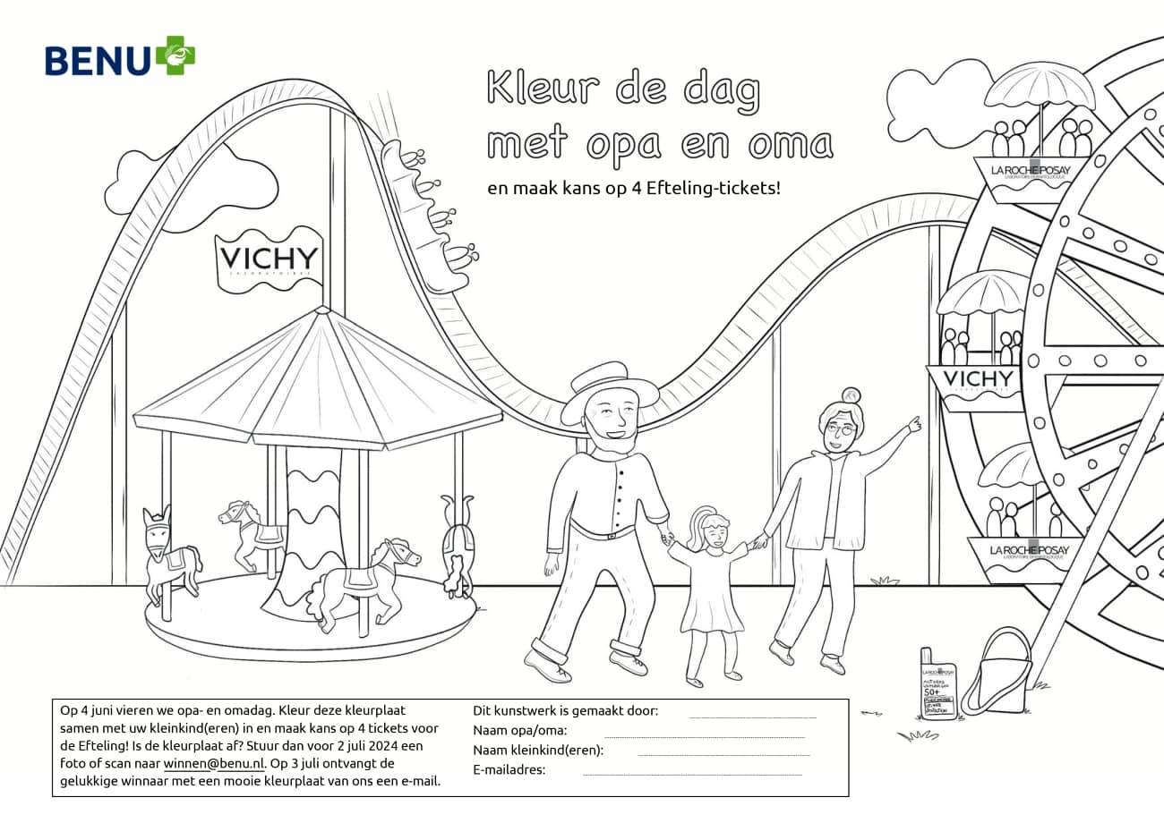 Kleur met opa en oma en maak kans op 4 kaartjes voor de Efteling