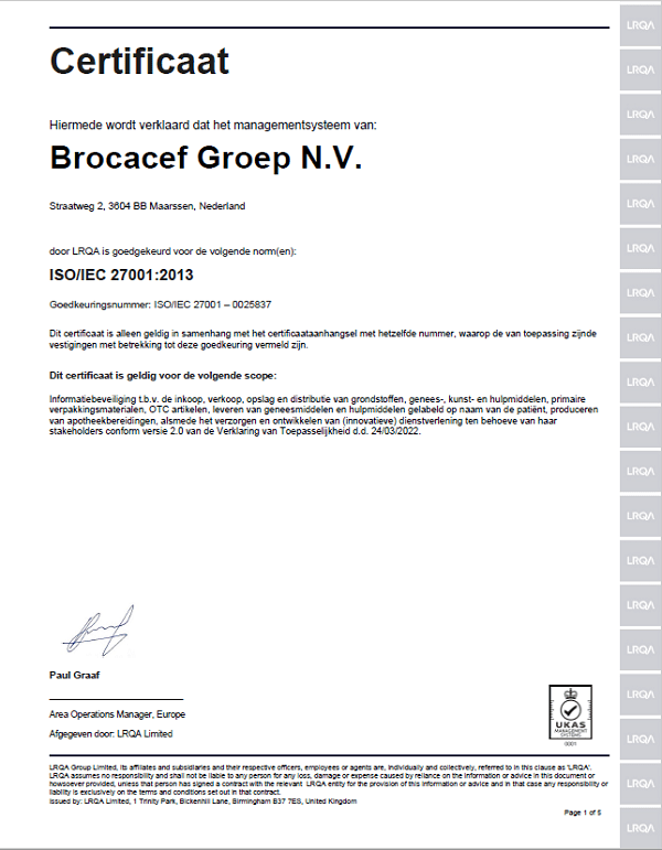 Certificaat ISO27001