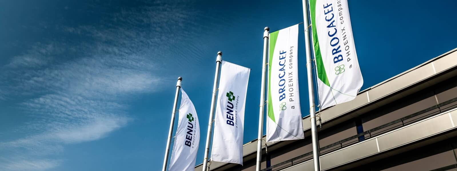 Flags front of Brocacef Group headquarters